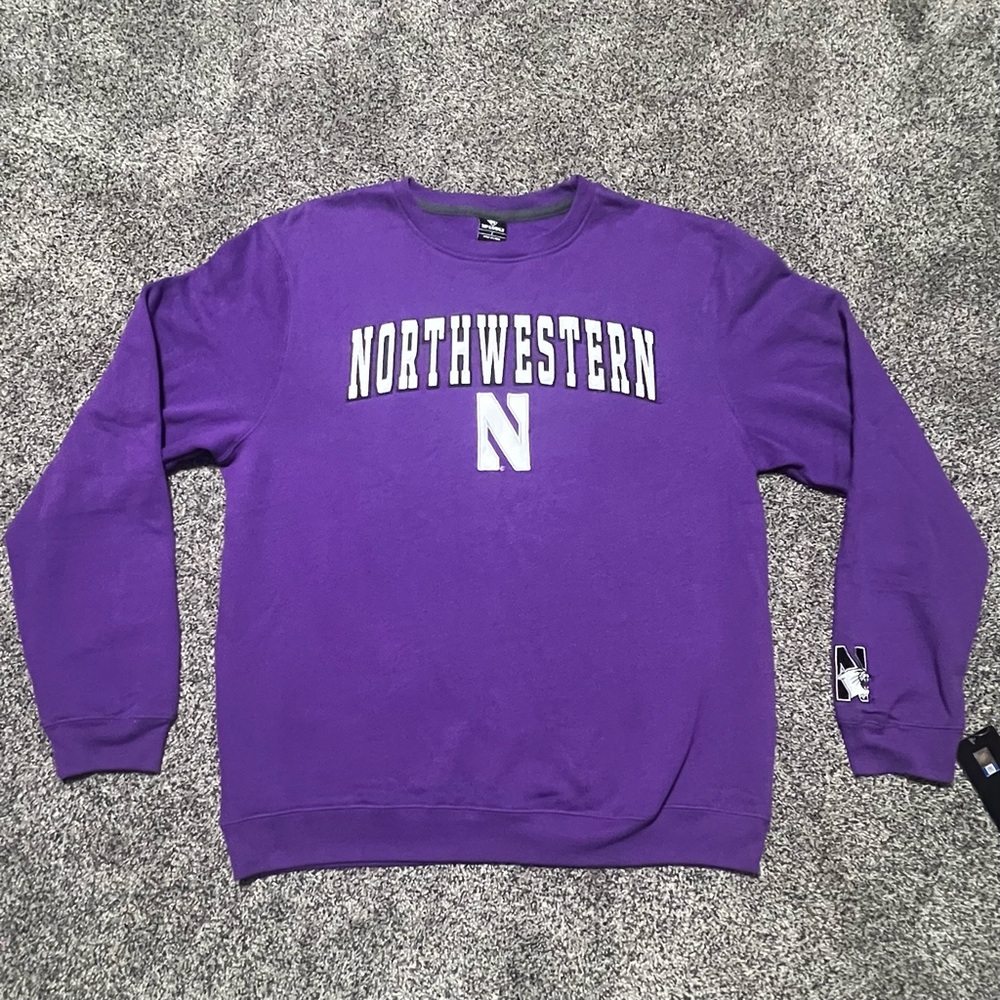 Northwestern Mens Large Purple Crewneck Embroidered Logo Sweatshirt